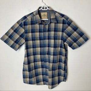 Outdoor Life Plaid Short Sleeved Shirt, Men’s, Blue/White, Medium